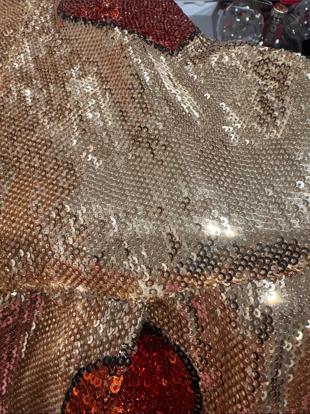 QUEEN OF SPARKLES Gold Sequin Skirt with Multicolor Heart Appliqués - Picture 8 of 8
